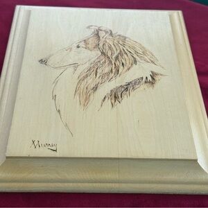 Wooden Collie Art Plaque by Murray